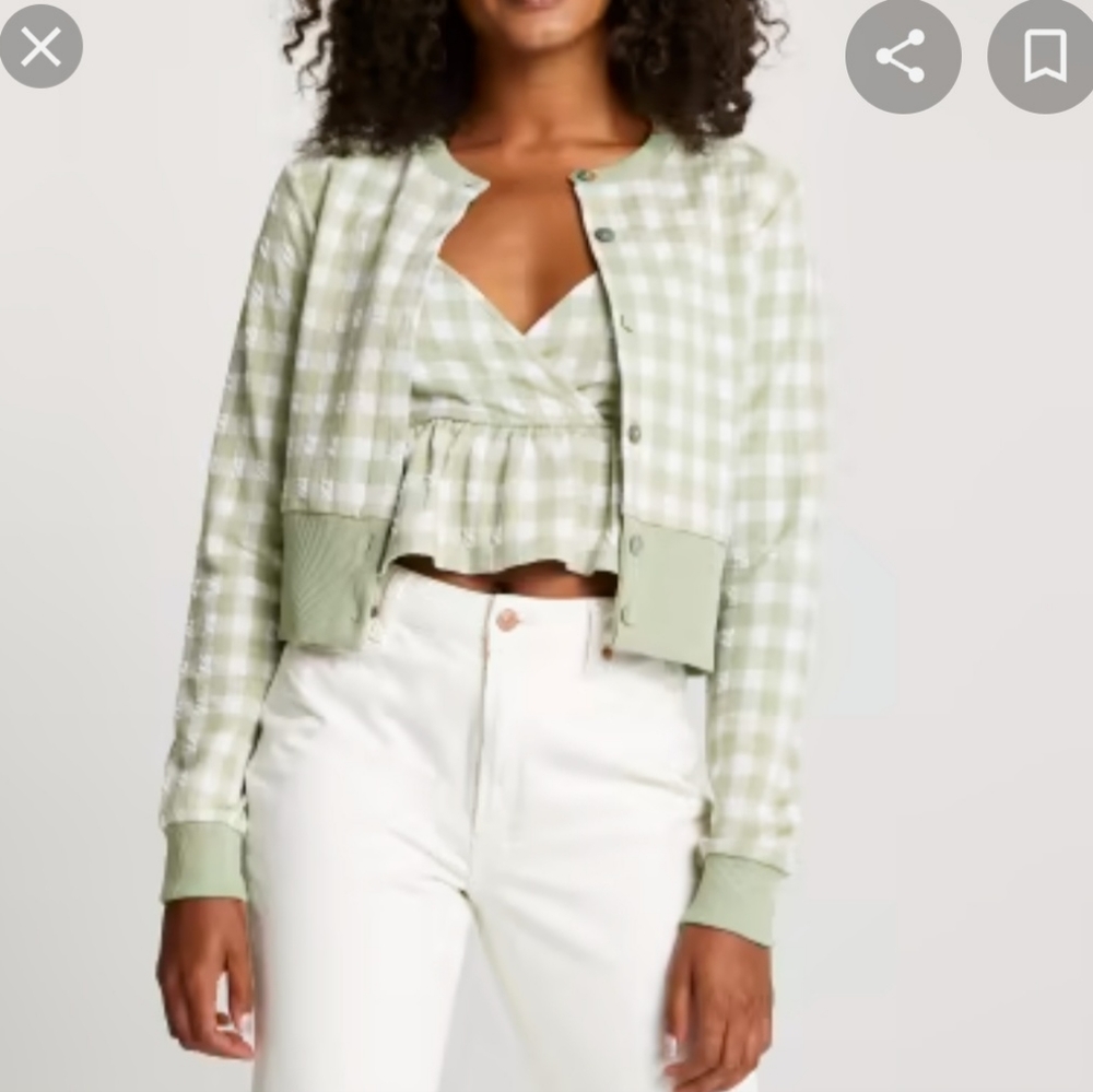 Green gingham cami and sweater set